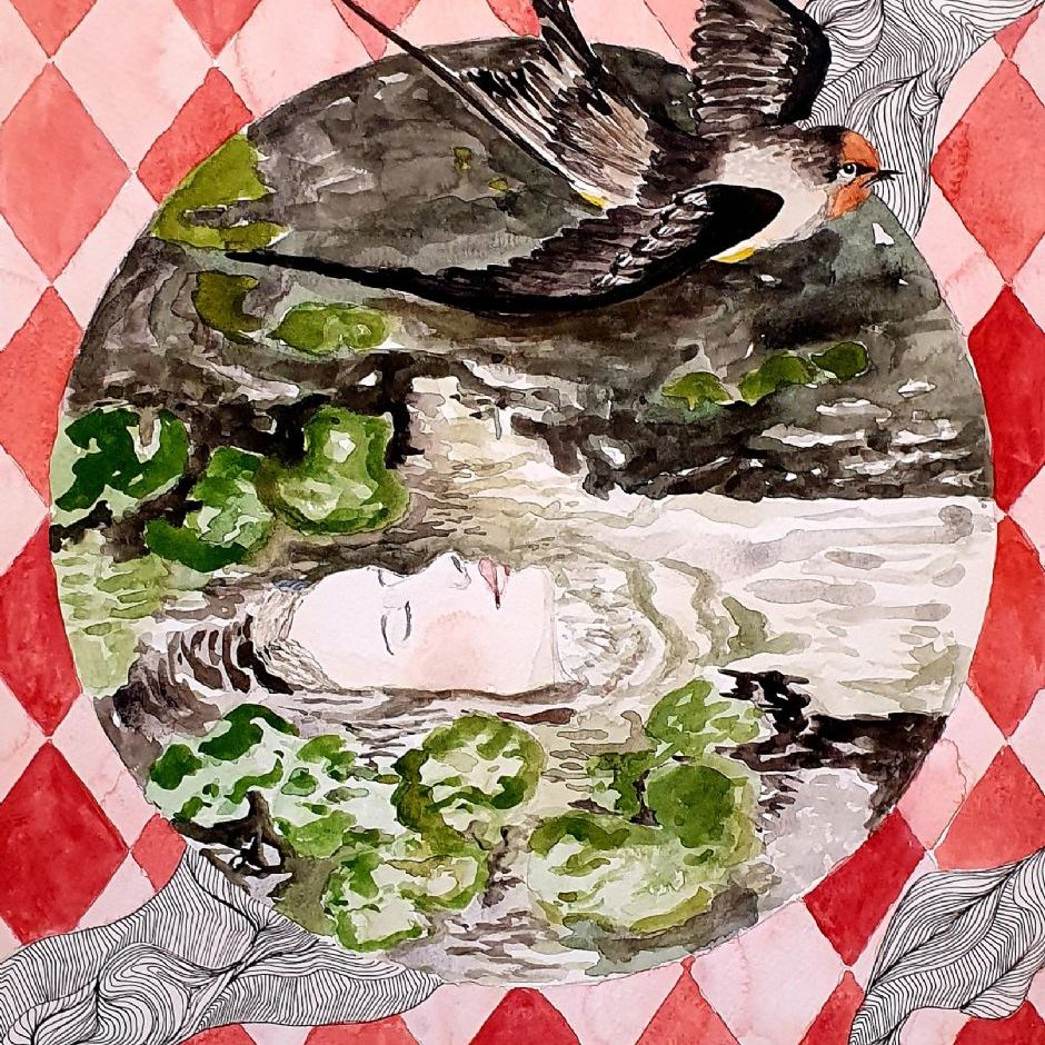 Akvarel & tusch
50 x 40 cm
